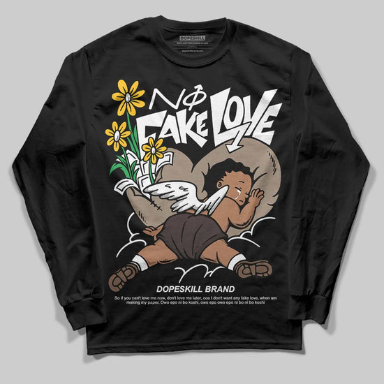 SoleFly x Air Jordan 12 Retro SP 'Cafecito/Baroque Brown' DopeSkill Long Sleeve T-Shirt No Fake Love Graphic Streetwear - Black