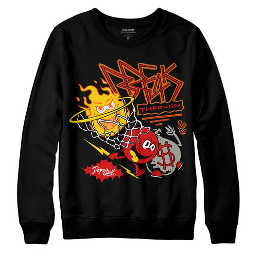 Jordan 3 Fire Red DopeSkill Sweatshirt Break Through Graphic Streetwear - Black