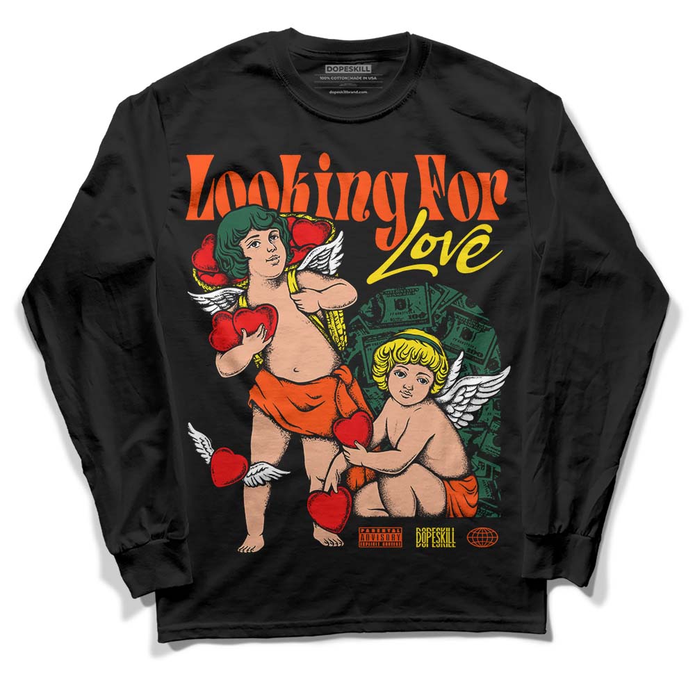 Dunk Low Team Dark Green Orange DopeSkill Long Sleeve T-Shirt Looking For Love Graphic Streetwear - Black