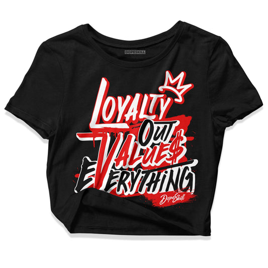 Jordan 4 Retro Red Cement DopeSkill Women's Crop Top LOVE Graphic Streetwear - Black