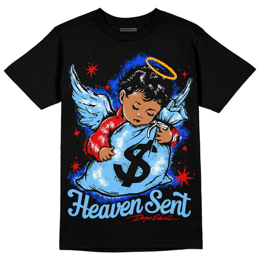 Travis Scott x Jordan 4 Retro 'Cactus Jack' DopeSkill T-Shirt Heaven Sent Graphic Streetwear - Black