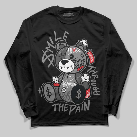 Jordan 10 Retro Shadow (2025) DopeSkill Long Sleeve T-Shirt Smile Through The Pain Graphic Streetwear - black