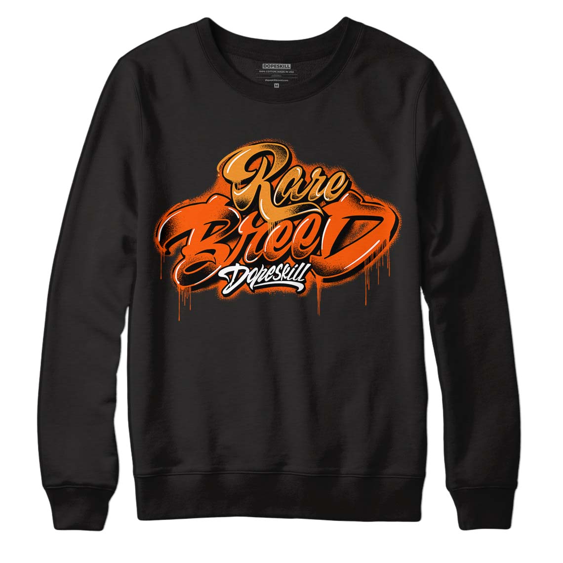 Jordan 12 Retro Brilliant Orange DopeSkill Sweatshirt Rare Breed Type Graphic Streetwear - Black