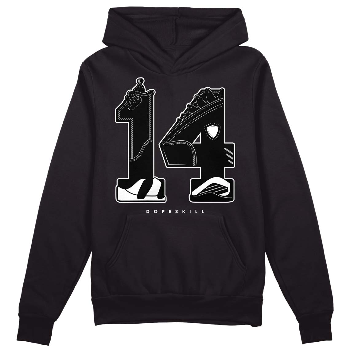 Jordan 14 "Black/White" DopeSkill Hoodie Sweatshirt No,14 Graphic Streetwear - Black