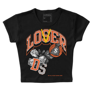 Jordan 3 Georgia Peach DopeSkill Women's Crop Top Loser Lover Graphic Streetwear - black