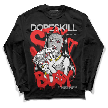 Jordan Spizike Low Bred DopeSkill Long Sleeve T-Shirt Stay It Busy Graphic Streetwear - Black 