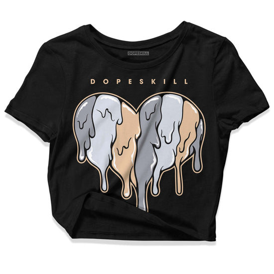 Jordan 4 Retro Frozen Moments DopeSkill Women's Crop Top Slime Drip Heart Graphic Streetwear - Black