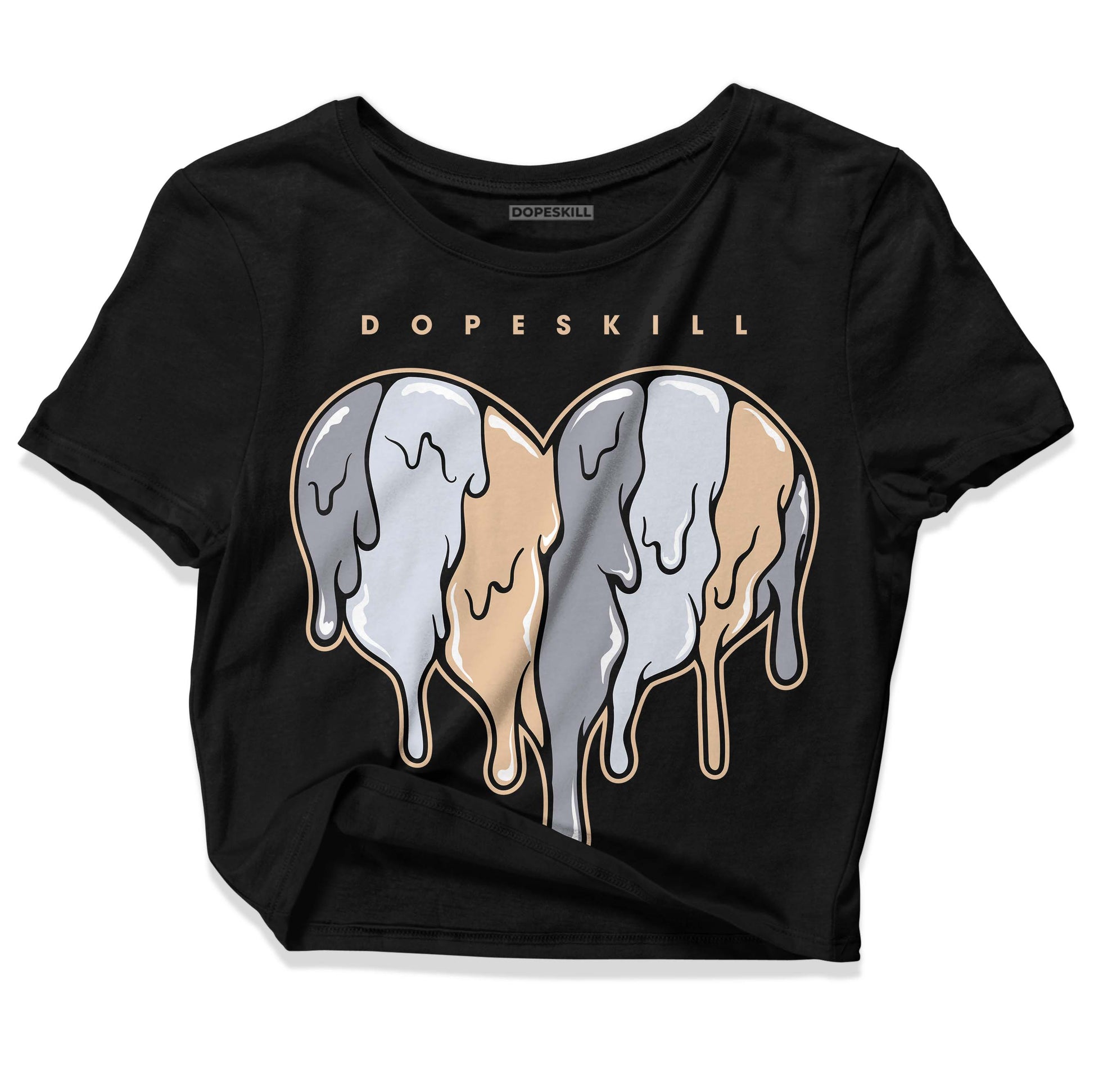 Jordan 4 Retro Frozen Moments DopeSkill Women's Crop Top Slime Drip Heart Graphic Streetwear - Black