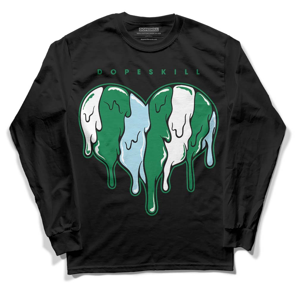 Jordan 5 “Lucky Green” DopeSkill Long Sleeve T-Shirt Slime Drip Heart Graphic Streetwear - Black