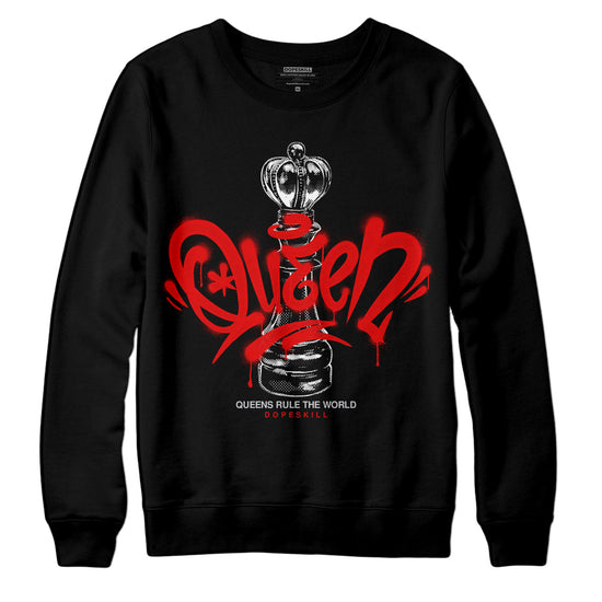 Jordan 4 Retro Red Cement DopeSkill Sweatshirt Queen Chess Graphic Streetwear - Black