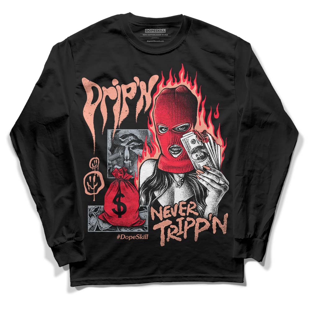 DJ Khaled x Jordan 5 Retro ‘Crimson Bliss’ DopeSkill Long Sleeve T-Shirt Drip'n Never Tripp'n Graphic Streetwear - Black