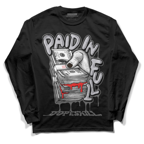 Grey Sneakers DopeSkill Long Sleeve T-Shirt Paid In Full Graphic Streetwear - Black