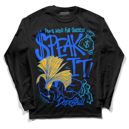 Royal Blue Sneakers DopeSkill Long Sleeve T-Shirt Speak It Graphic Streetwear - Black