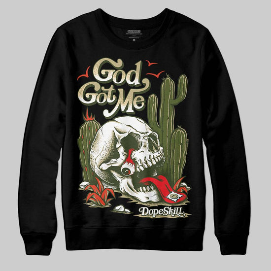 Olive Sneakers DopeSkill Sweatshirt God Got Me Graphic Streetwear - Black