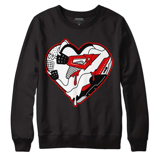 Jordan 4 Retro Red Cement DopeSkill Sweatshirt Heart Jordan 4 Graphic Streetwear - Black