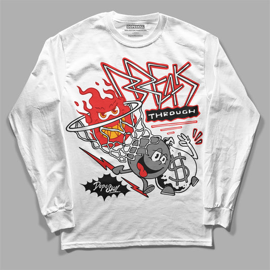 Grey Sneakers DopeSkill Long Sleeve T-Shirt Break Through Graphic Streetwear - White 