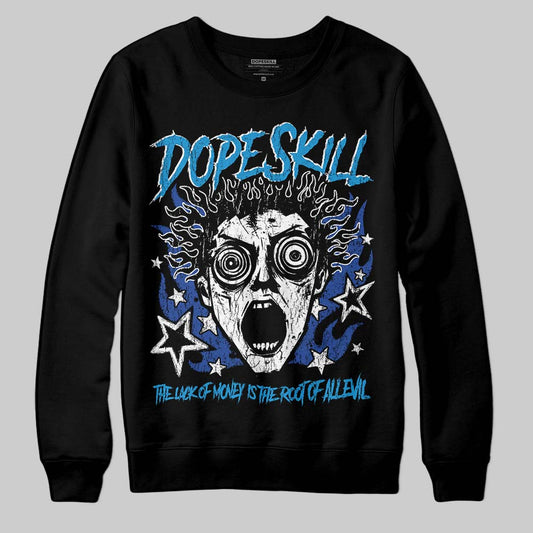 Royal Blue Sneakers DopeSkill Sweatshirt Root of Evil Graphic Streetwear - Black