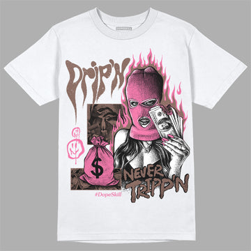 Dunk Low Smokey Mauve Playful Pink DopeSkill T-Shirt Drip'n Never Tripp'n Graphic Streetwear - White 