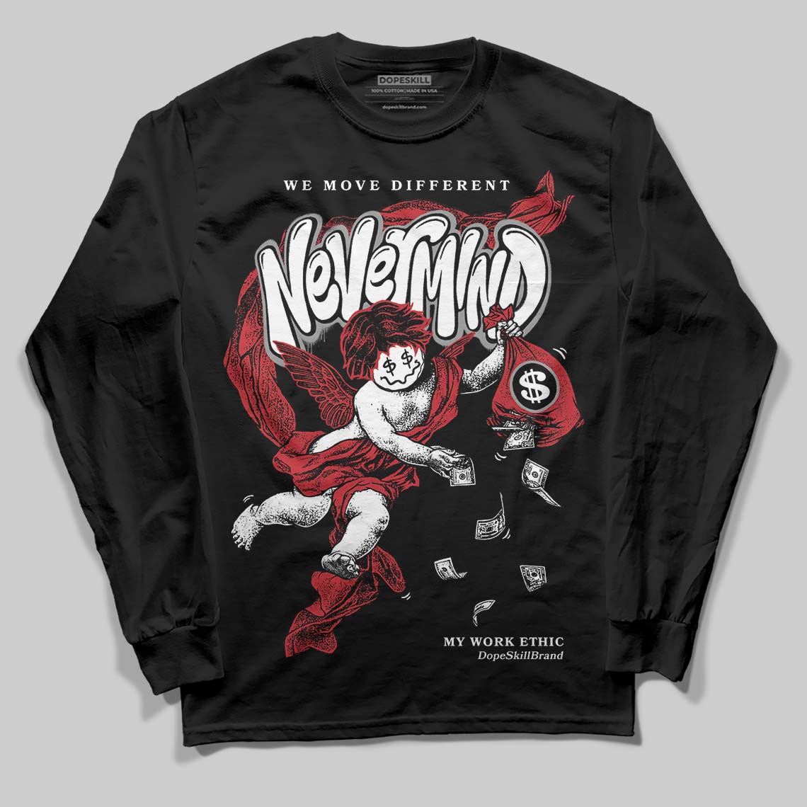 Jordan 1 Low OG "Chicago" DopeSkill Long Sleeve T-Shirt Nevermind Graphic Streetwear - Black