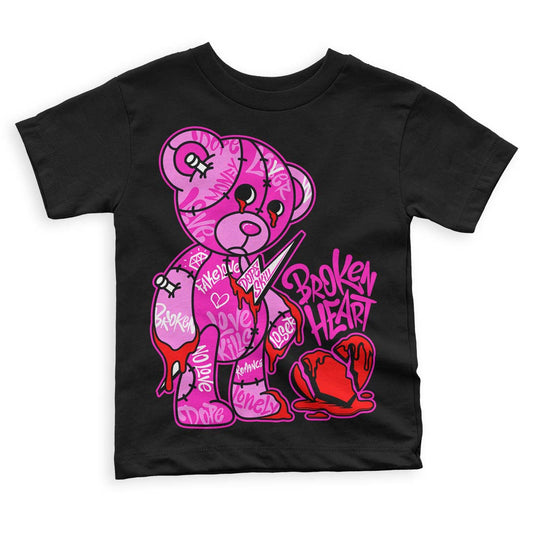 Dunk Low GS “Active Fuchsia” DopeSkill Toddler Kids T-shirt Broken Heart Graphic Streetwear - Black