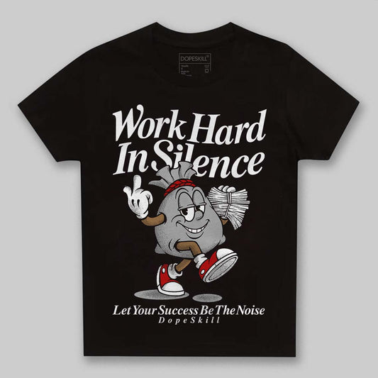 Black and White Sneakers DopeSkill Toddler Kids T-shirt Work Hard In Silence Graphic Streetwear - Black
