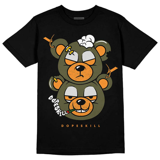 Jordan 5 "Olive" DopeSkill T-Shirt New Double Bear Graphic Streetwear - Black 