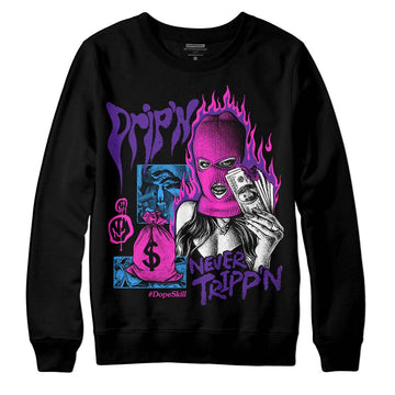 PURPLE Sneakers DopeSkill Sweatshirt Drip'n Never Tripp'n Graphic Streetwear - Black