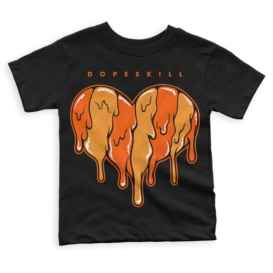 Jordan 12 Retro Brilliant Orange DopeSkill Toddler Kids T-shirt Slime Drip Heart Graphic Streetwear - black