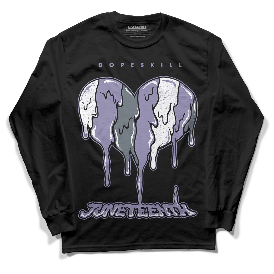 Jordan 5 Retro Low Indigo Haze DopeSkill Long Sleeve T-Shirt Juneteenth Heart Graphic Streetwear - Black