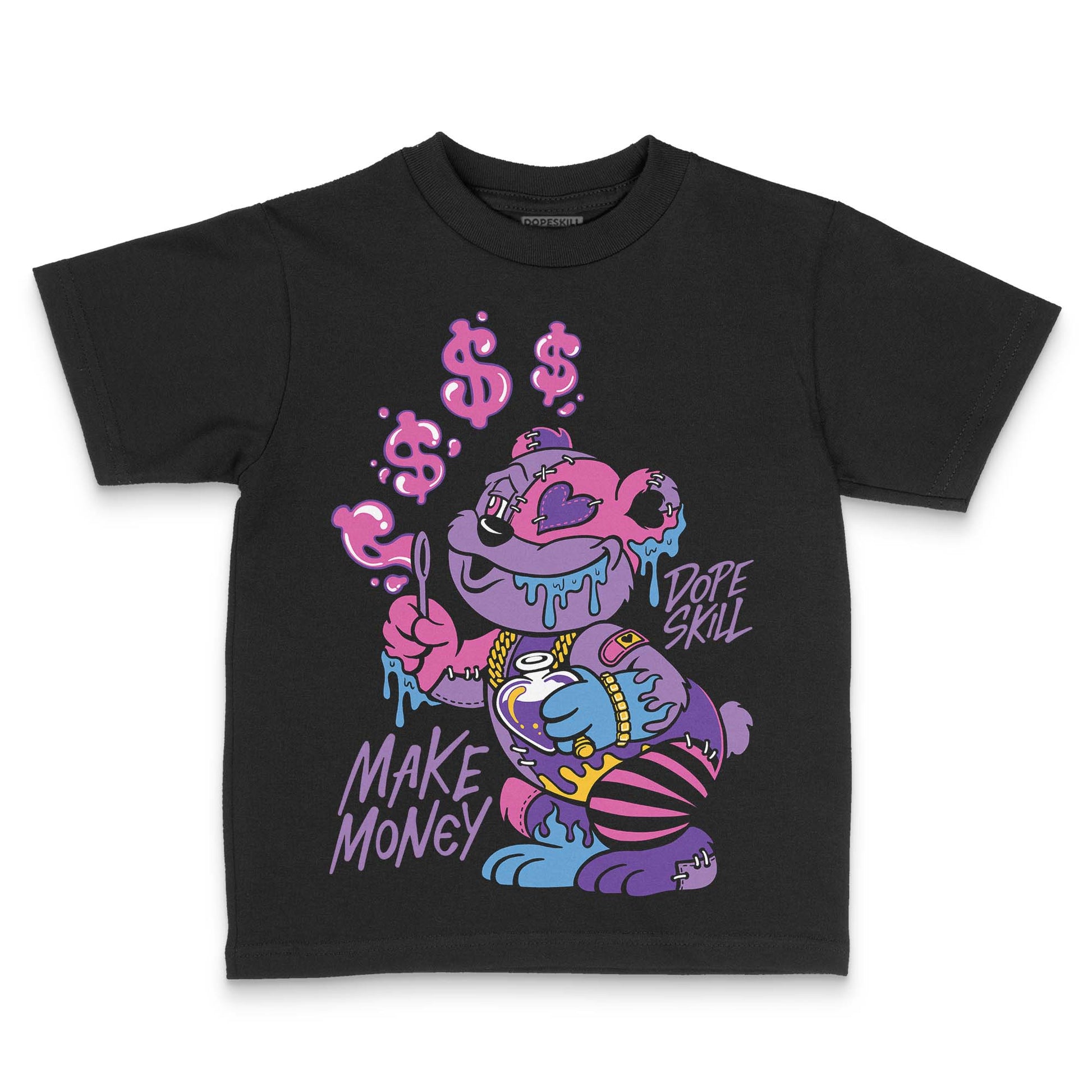 PURPLE Sneakers DopeSkill Toddler Kids T-shirt Make Money Graphic Streetwear - Black