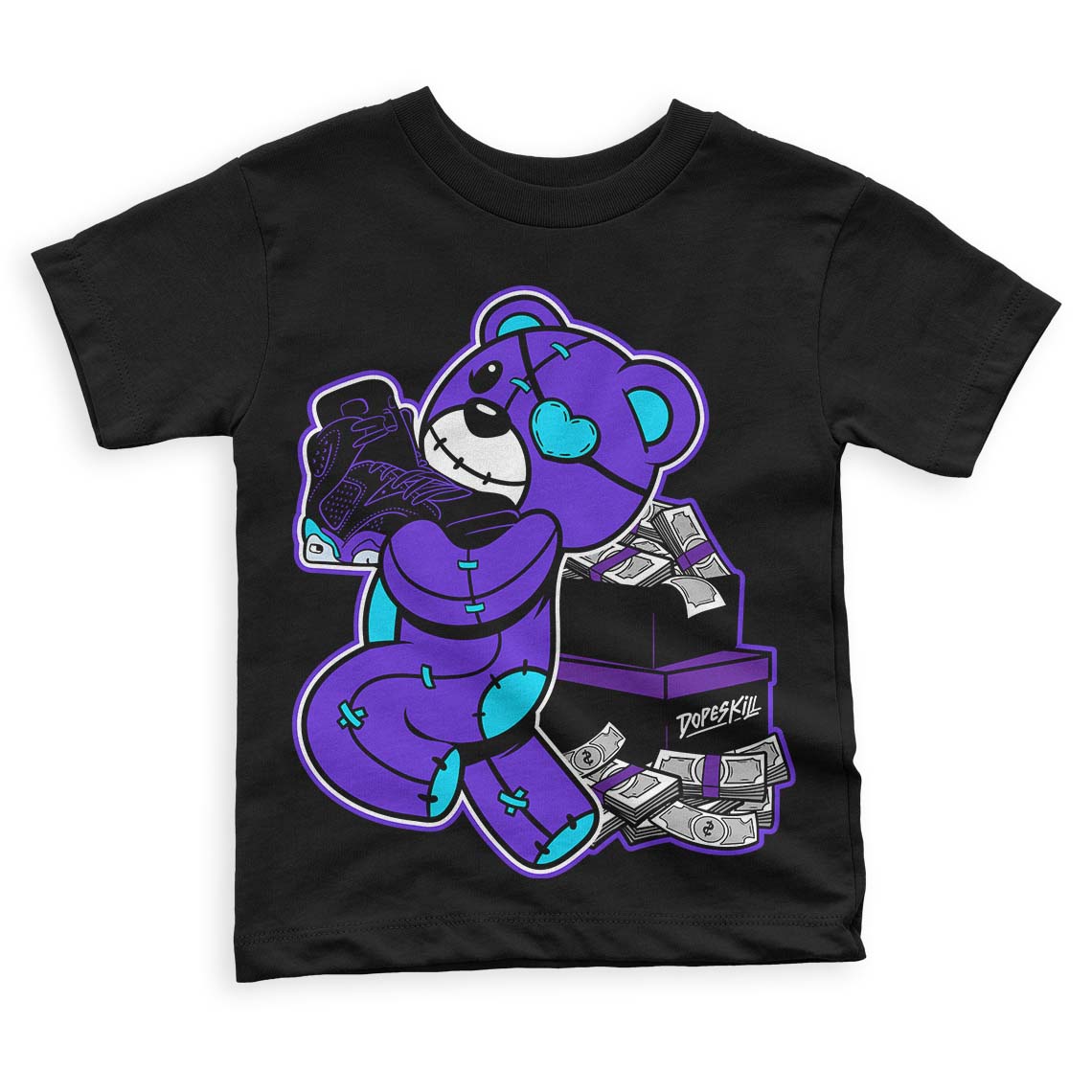 Aqua 6s DopeSkill Toddler Kids T-shirt Bear Steals Sneaker Graphic ...