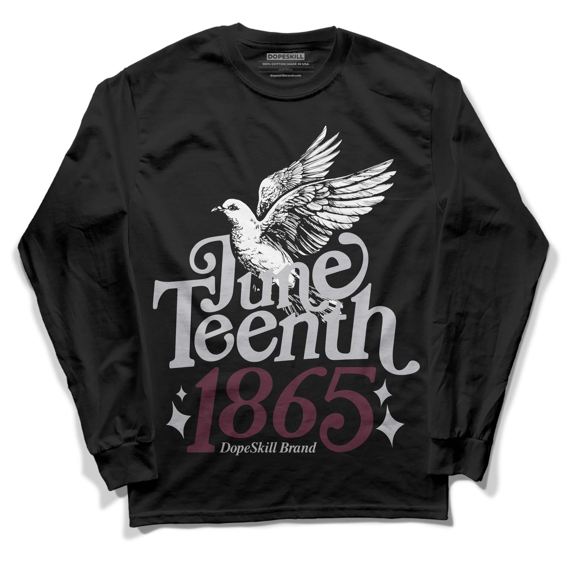 Jordan 5 Retro Burgundy (2023) DopeSkill Long Sleeve T-Shirt Juneteenth 1865 Graphic Streetwear - Black