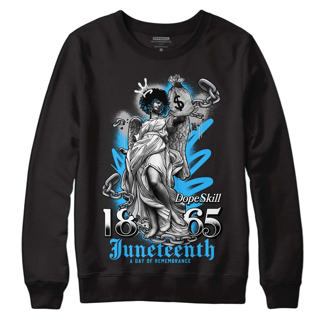 Jordan 2 Low "University Blue" DopeSkill Sweatshirt Juneteenth Graphic Streetwear - Black