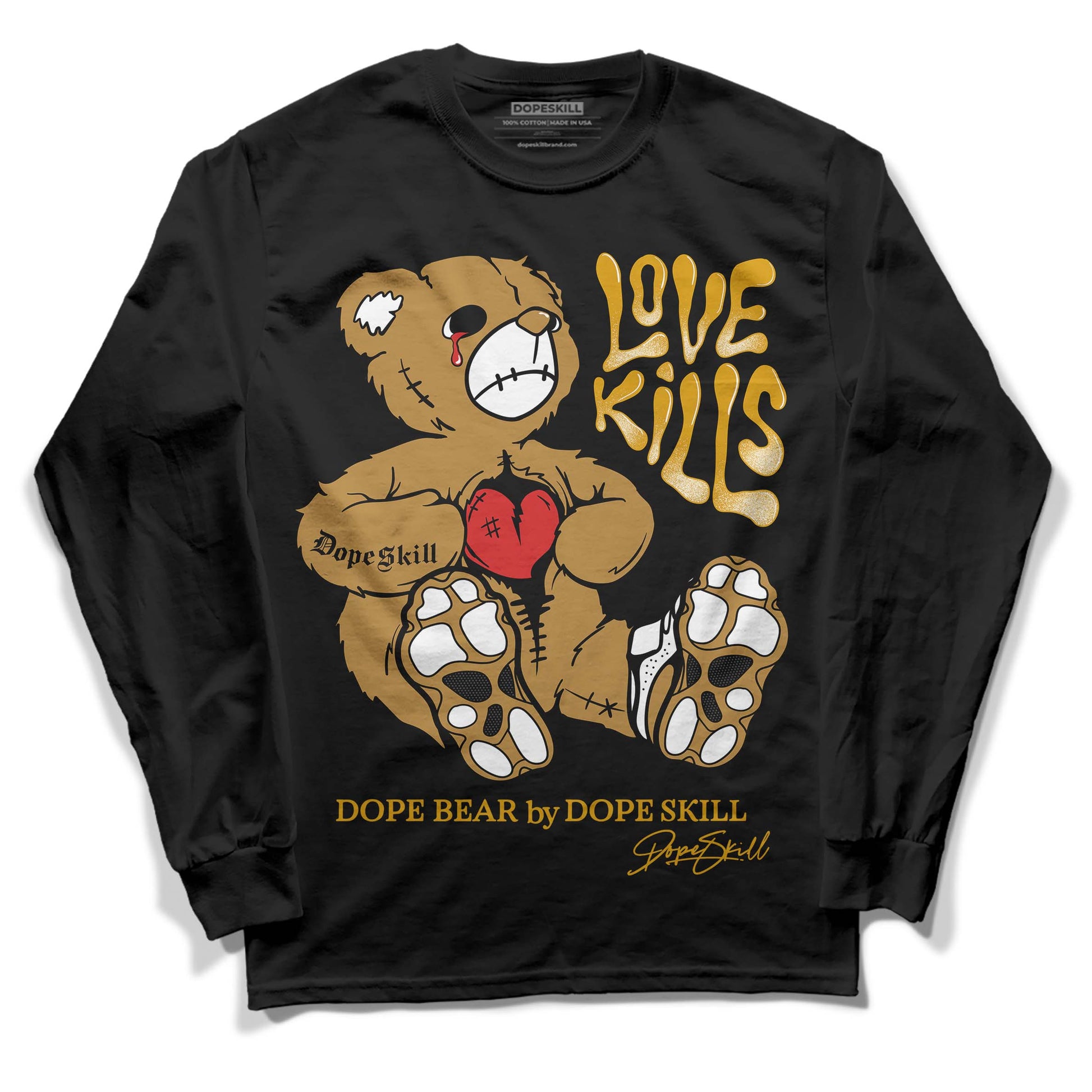 Jordan 13 Wheat 2023 DopeSkill Long Sleeve T-Shirt Love Kills Graphic Streetwear - Black