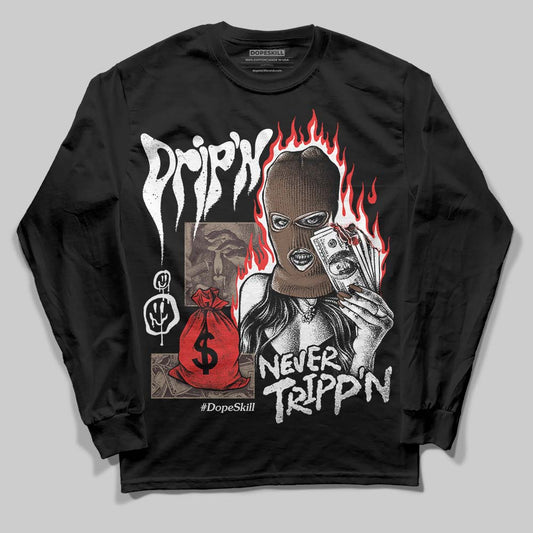 SoleFly x Air Jordan 12 Retro SP 'Cafecito/Baroque Brown' DopeSkill Long Sleeve T-Shirt Drip'n Never Tripp'n Graphic Streetwear - Black