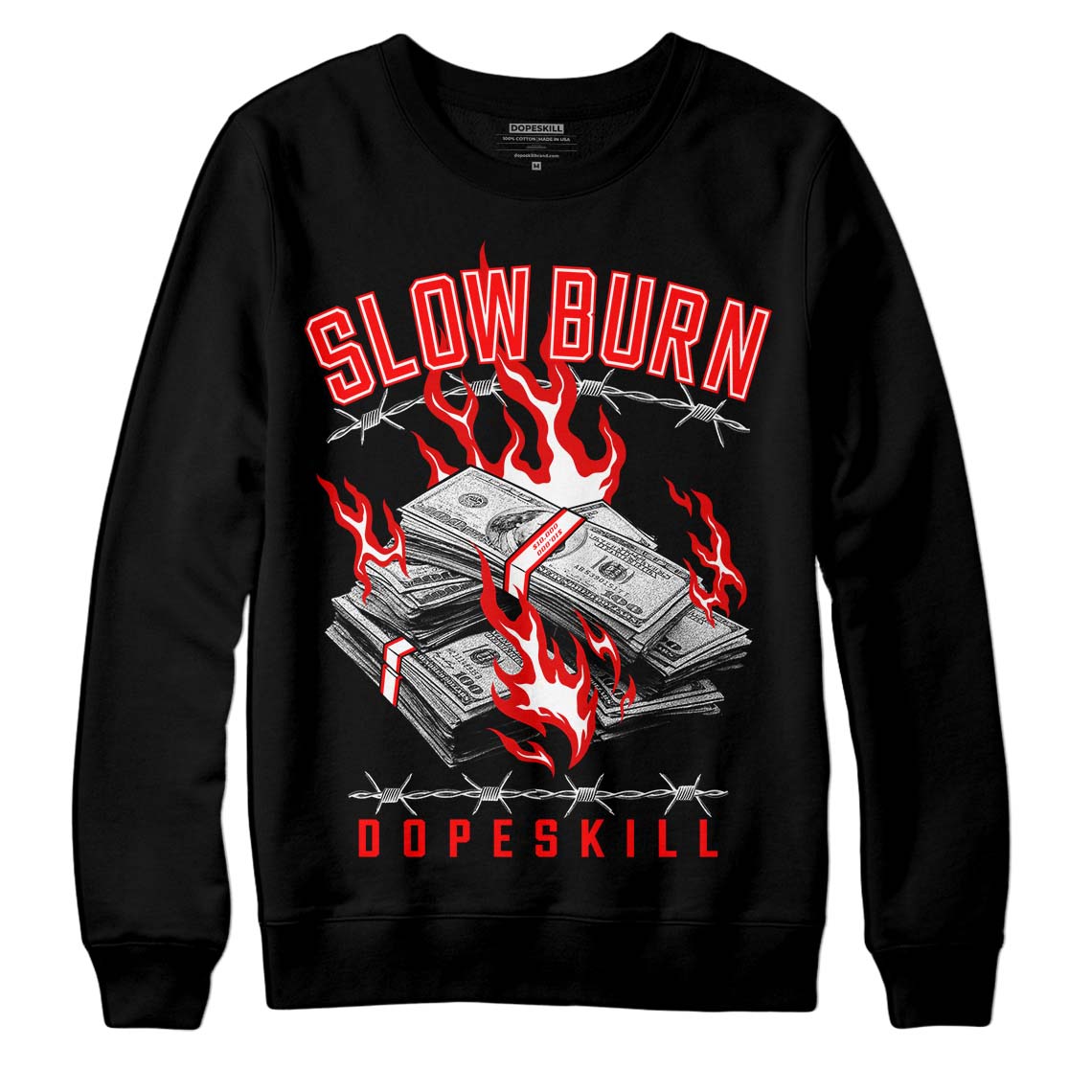 Jordan 1 Retro High OG "Satin Bred" DopeSkill Sweatshirt Slow Burn Graphic Streetwear - Black