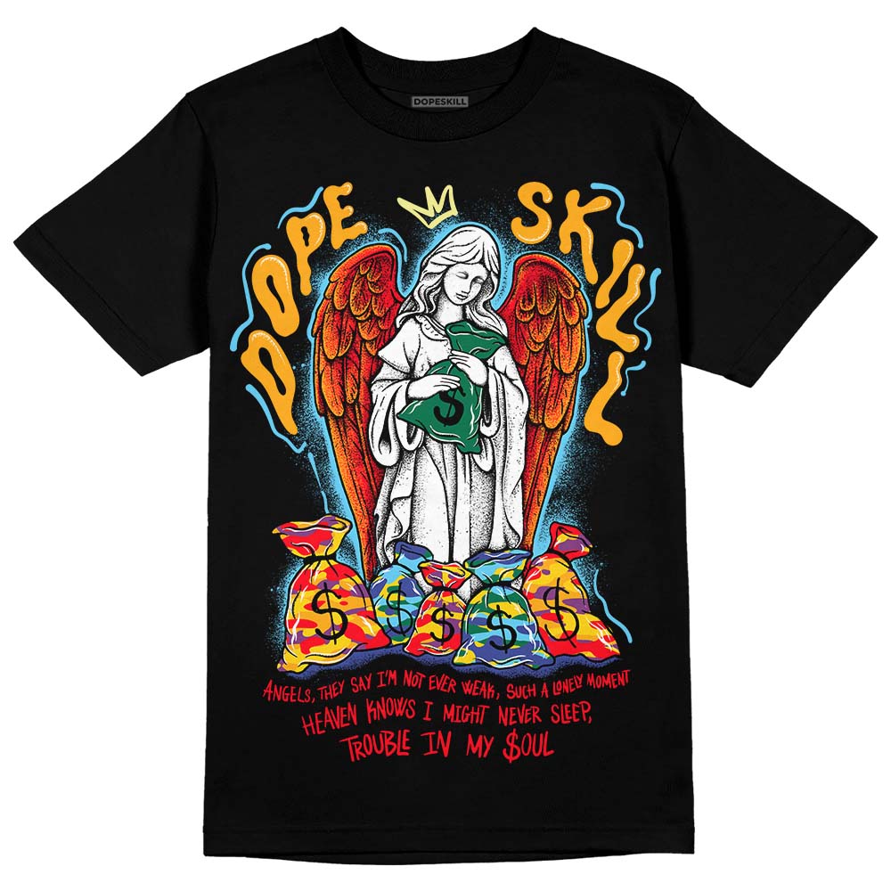 Jordan 1 Mid GS 'Six Championships' DopeSkill T-Shirt Angels Graphic Streetwear - Black