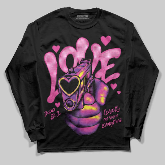 Pink Sneakers DopeSkill Long Sleeve T-Shirt Love Shot Graphic Streetwear - Black