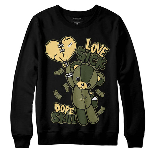 Jordan 4 Retro SE Craft Medium Olive DopeSkill Sweatshirt Love Sick Graphic Streetwear - Black