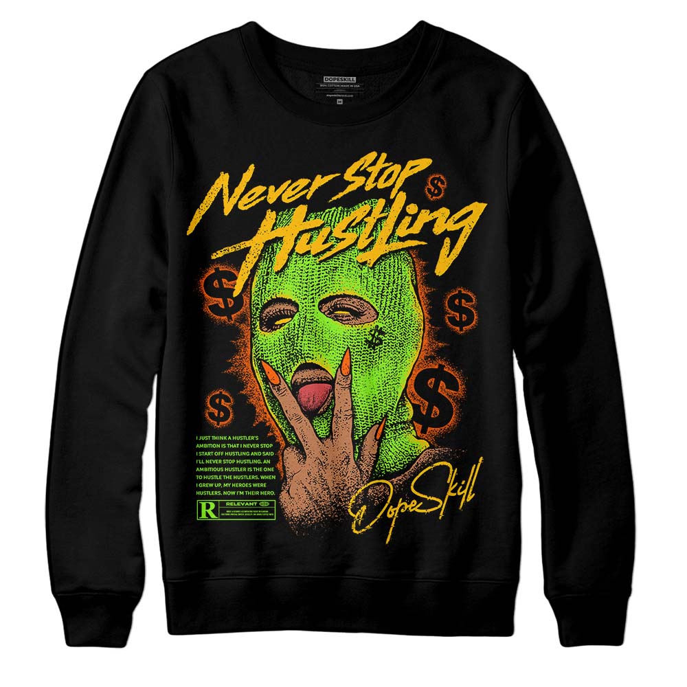 Neon Green  Sneakers DopeSkill Sweatshirt Never Stop Hustling Graphic Streetwear - Black