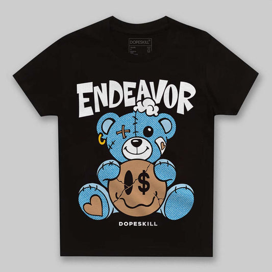 Jordan 4 Denim “Worn Blue” DopeSkill Toddler Kids T-shirt Endeavor Graphic Streetwear - Black