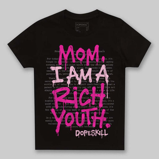 Pink Sneakers DopeSkill Toddler Kids T-shirt Mom, I Am A Rich Youth Graphic Streetwear - Black