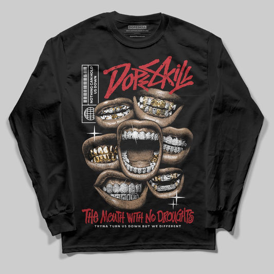 Jordan 5 Retro Fire Red Black Tongue (2025) DopeSkill Long Sleeve T-Shirt The Mouth With No Droughts Graphic Streetwear - Black