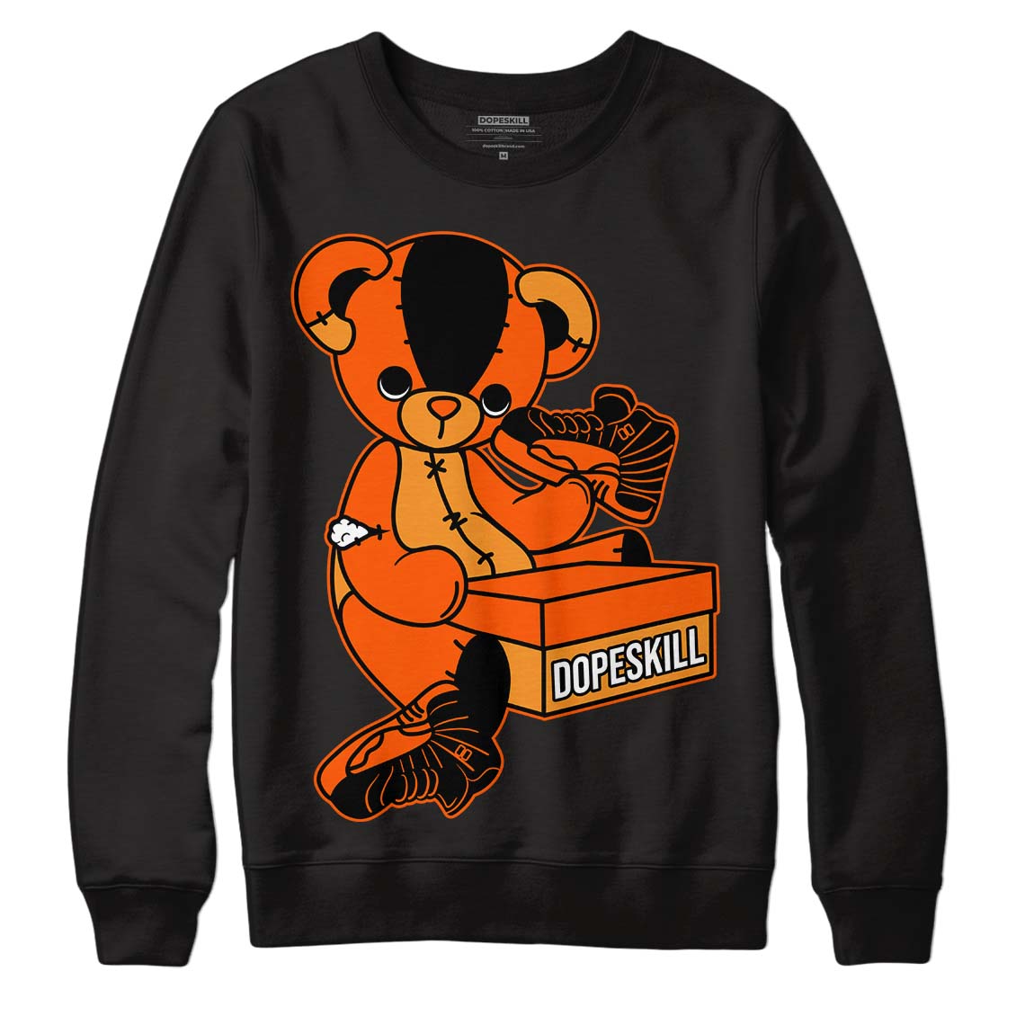 Jordan 12 Retro Brilliant Orange DopeSkill Sweatshirt Sneakerhead BEAR Graphic Streetwear - black