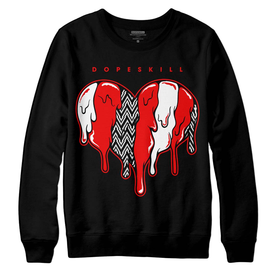 Jordan 12 “Cherry” DopeSkill Sweatshirt Slime Drip Heart Graphic Streetwear - Black 