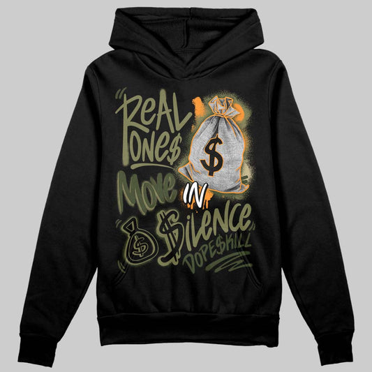 Olive Sneakers DopeSkill Hoodie Sweatshirt Real Ones Move In Silence Graphic Streetwear - Black