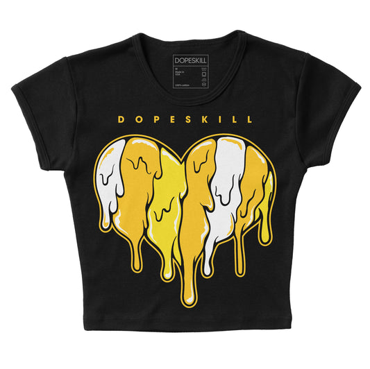 Jordan 4 Retro “Vivid Sulfur” DopeSkill Women's Crop Top Slime Drip Heart Graphic Streetwear - Black 