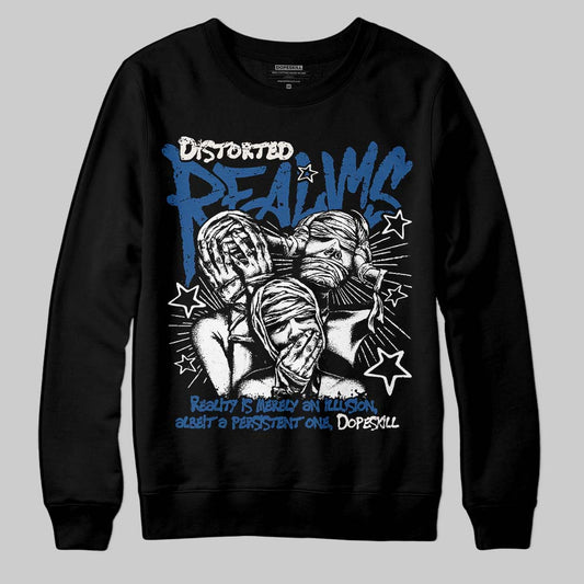 Jordan 1 Low OG “Storm Blue” DopeSkill Sweatshirt Distorted Realms Graphic Streetwear - Black