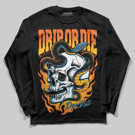 Orange, Black and White Sneakers DopeSkill Long Sleeve T-Shirt Drip or Die Graphic Streetwear - Black