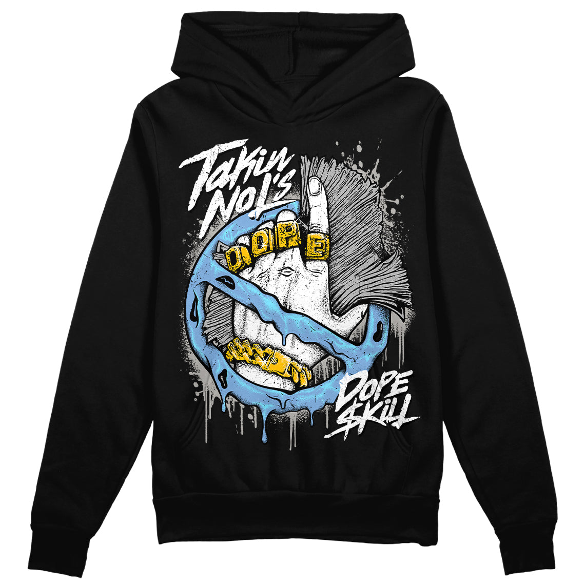 Jordan 5 Retro University Blue DopeSkill Hoodie Sweatshirt Takin No L's Graphic Streetwear - Black